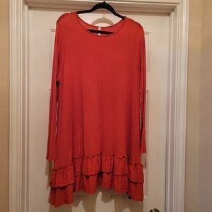 NWOT Rust Ruffle Dress/Top 1XL